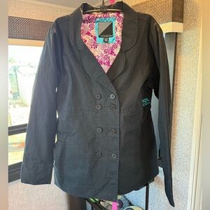 Volcom Women's Black Blazer with Floral Lining XL